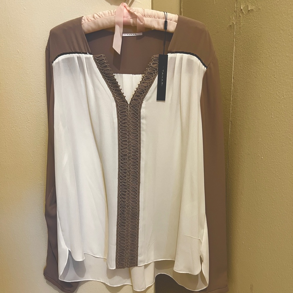 T Tahari flowing blouse. Never worn, with tags.